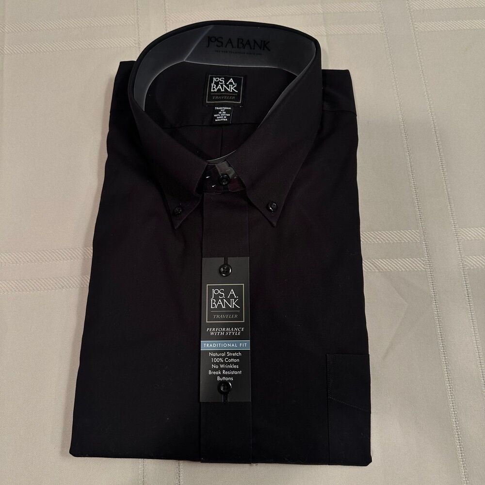 Jos. A. Bank Traveler Black Dress Shirt 18/36
